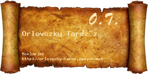 Orlovszky Taráz névjegykártya